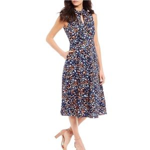 Maggie London Print Tie-Neck Dress